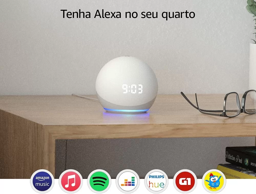 Echo Dot 4ª Geração com Relógio